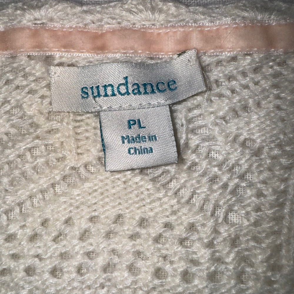 Sundance Cream Crochet Knit Cardigan Sweater Floral Embroidered Womens PL - Picture 6 of 8